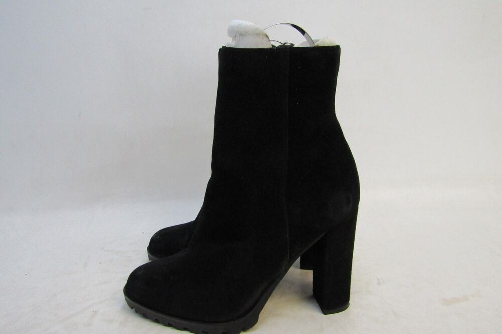 ALDO Womens Size 7.5 M Black Suede Zip Heeled Ankle Fashion Boots